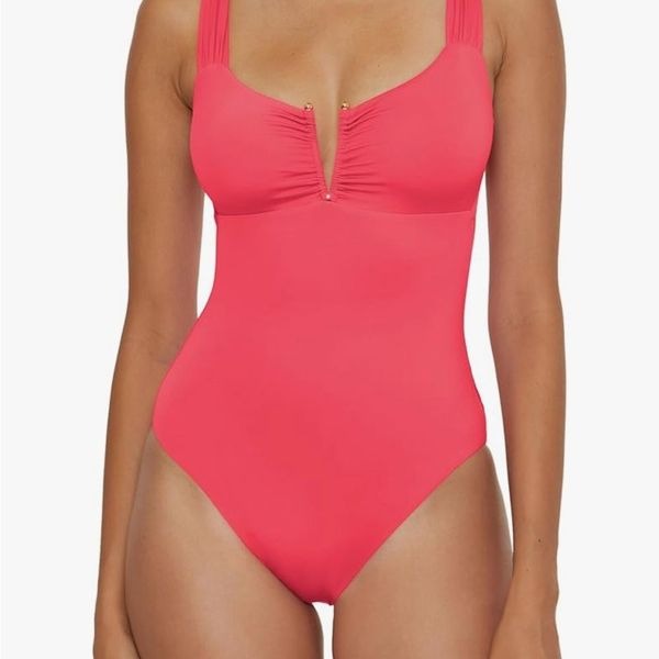 BECCA Color Code V Wire One Piece Swimsuit Vivid Pink Small 138