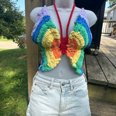 Rainbow Butterfly Crop Top