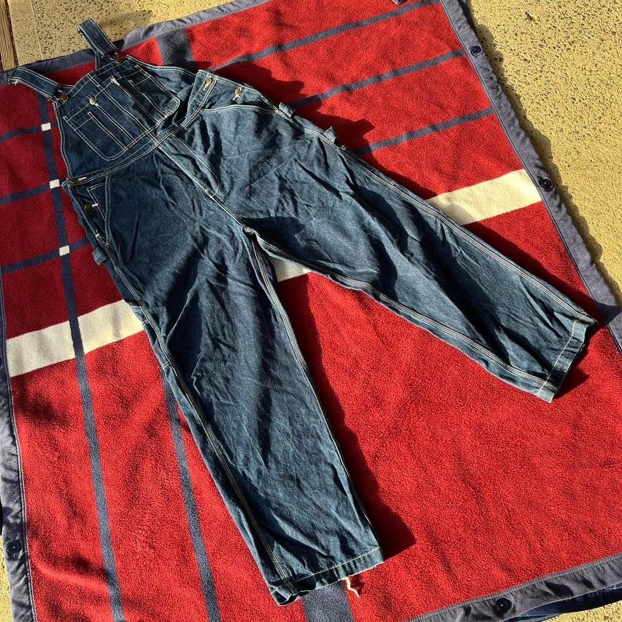 Gravel Gear dark wash denim bib overalls Mens size 38x30 100% cotton