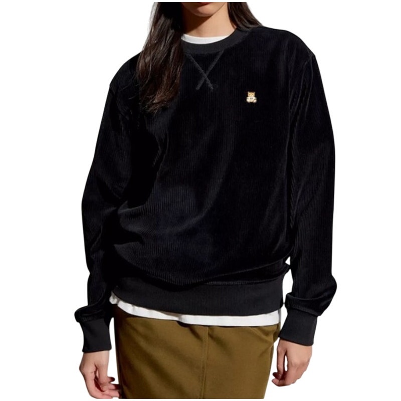 Teddy Fresh Velour Ribbed Sweatshirt Women's Size XL Neck Black Soft NEW
