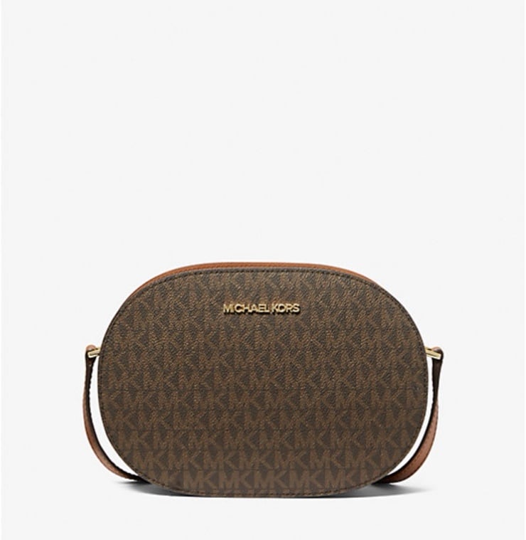 Michael Kors Jet Set Travel Medium Signature Logo Crossbody Bag Brown NWT