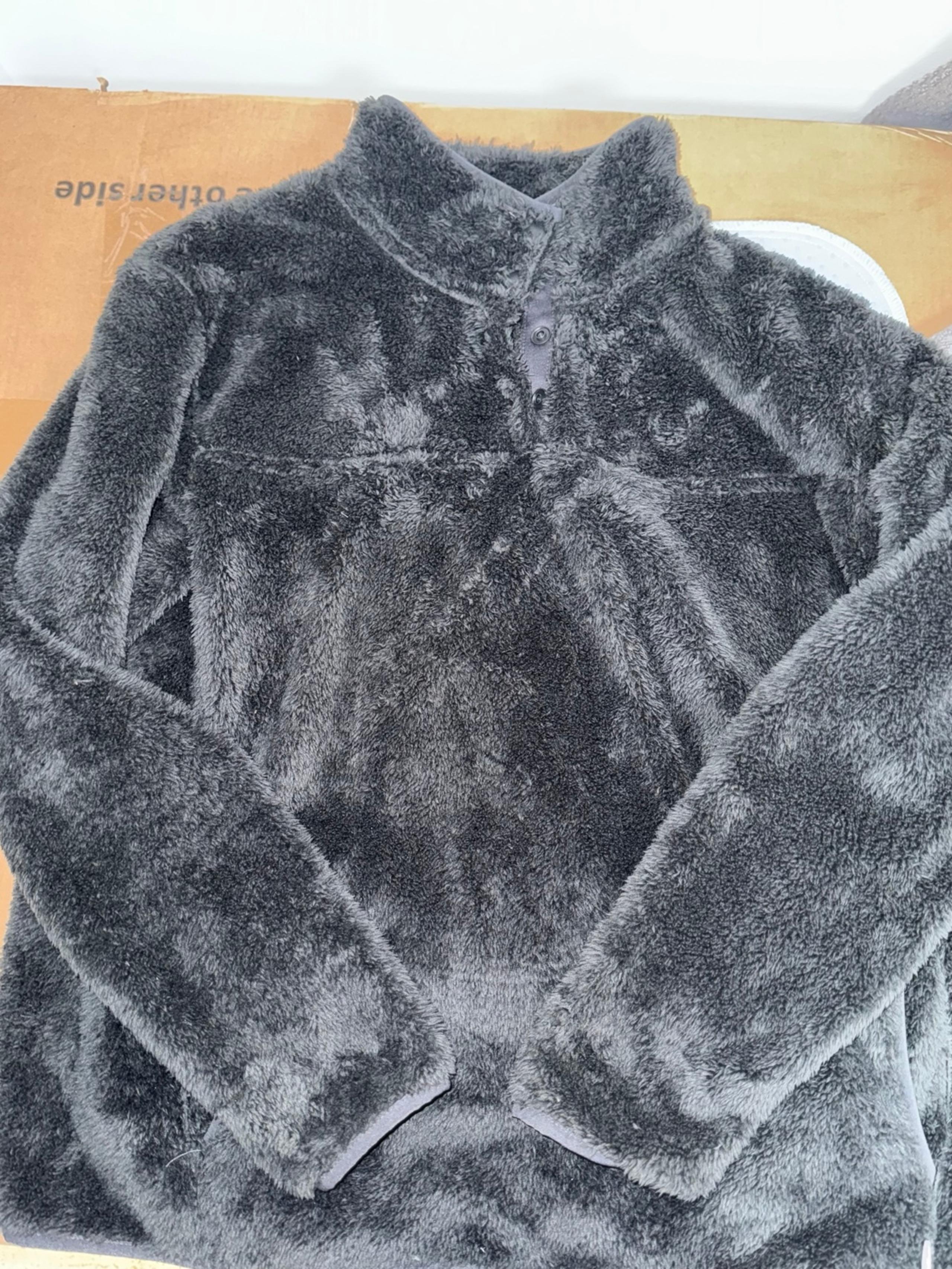Eddie Bauer Fuzzy Sherpa Charcoal Grey Quarter Zip