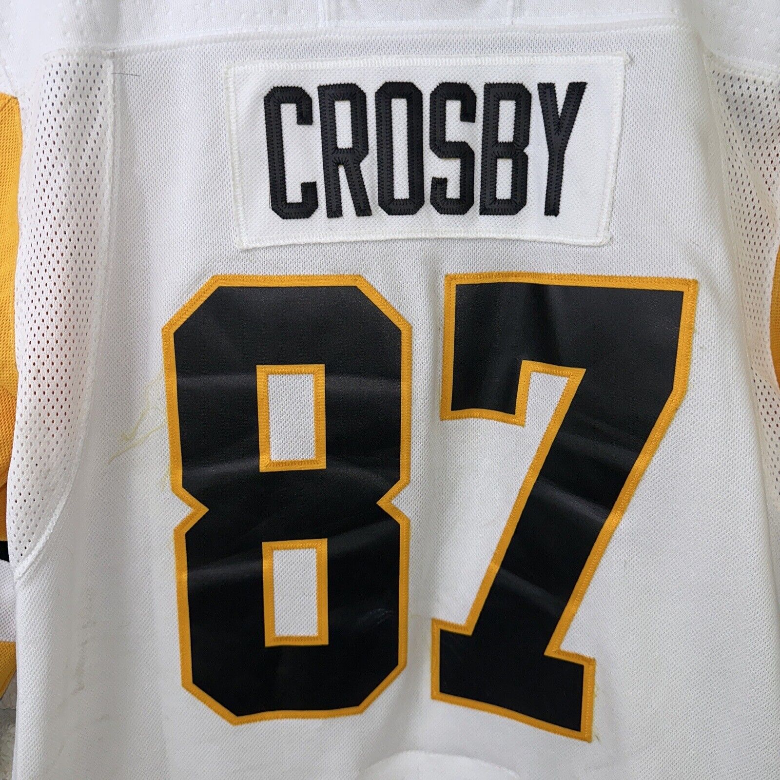 Pittsburgh Penguins Sidney Crosby Away White Jersey Adidas Size 44 Fight Strap