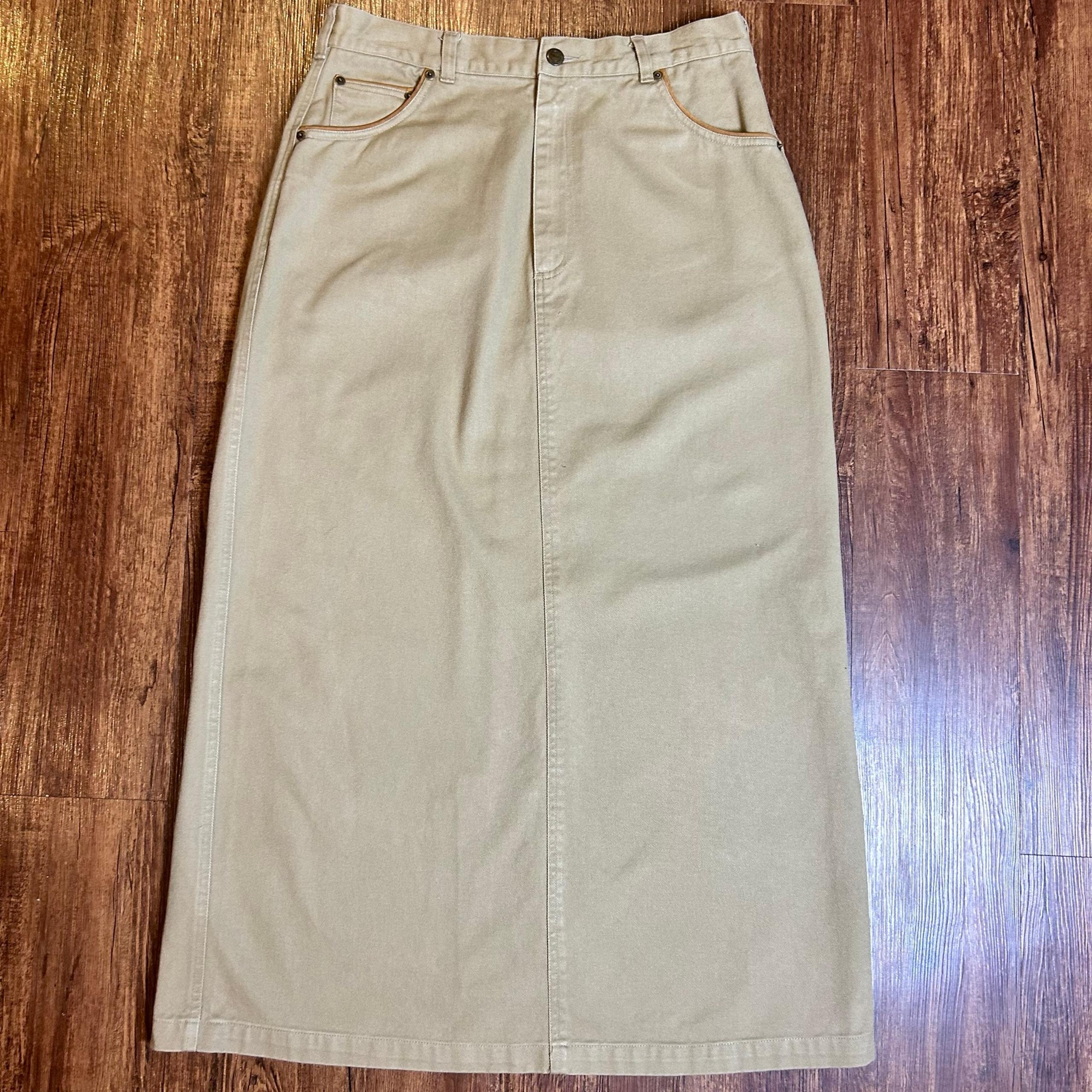 Vintage maxi Orvis Skirt Womens 12 Olive Denim 100% Cotton Casual Western