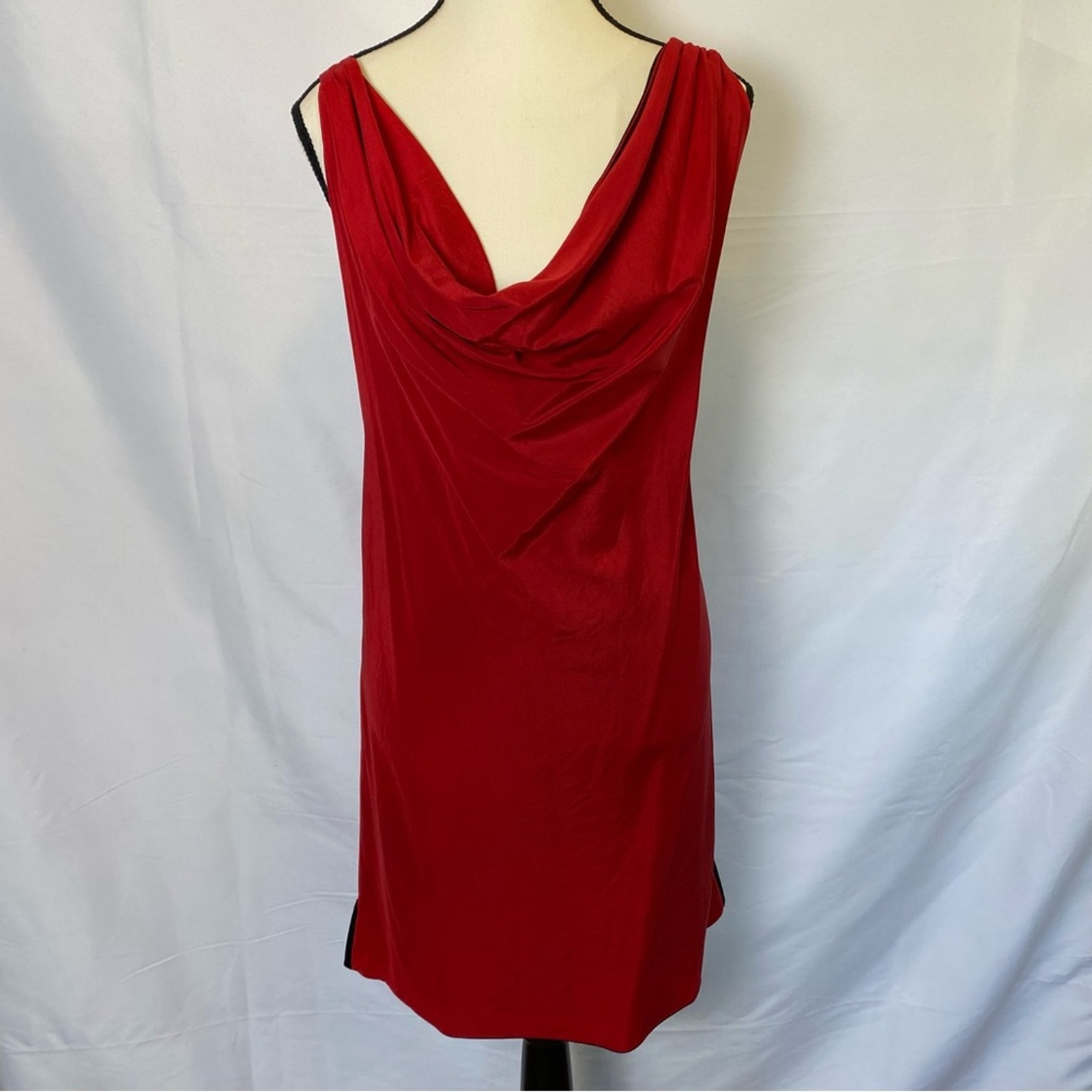 Alice + Olivia Reversible Cowl Neck Slip Dress Strappy Open Back Red and Black