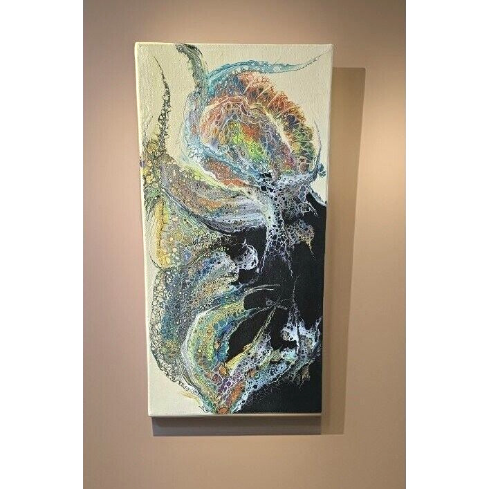 Painting Acrylic on Canvas Original 12 x 24 Abstract Fluid Wall Art SPILLED