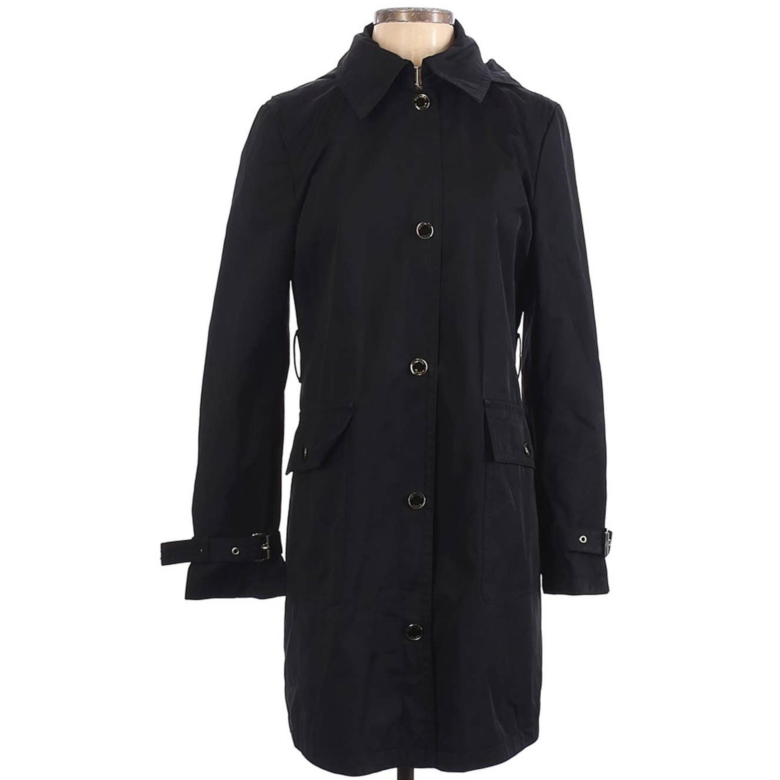 Michael Kors Women's Midi Length Knee Trench Coat Jacket Black Small