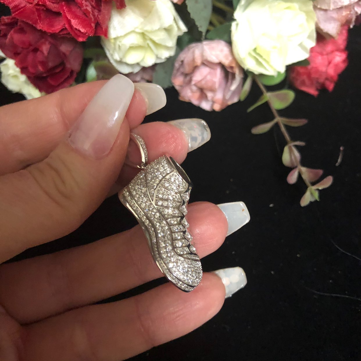 Solid silver 925 tennis shoe pendant