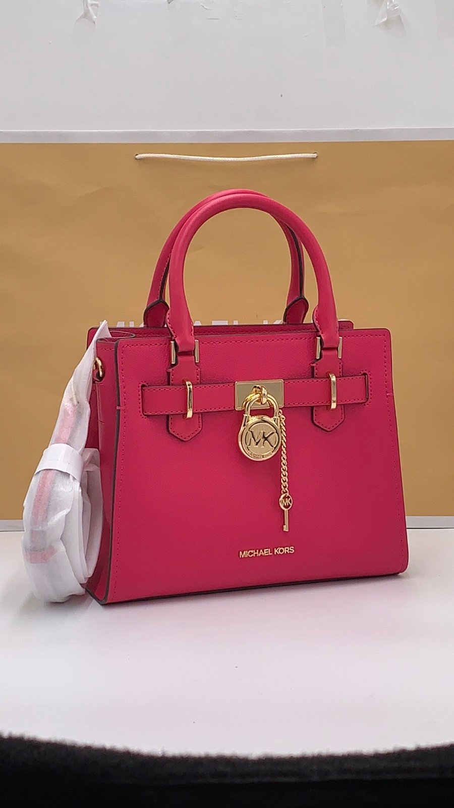 Michael Kors Hamilton Small Satchel Shoulder Crossbody Bag Electric Pink NWT