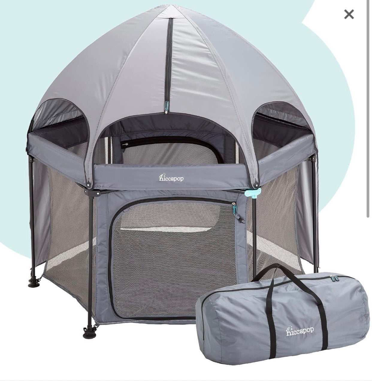 hiccapop 53” PlayPod Outdoor Baby Playpen with Canopy, Deluxe Portable Playpen f