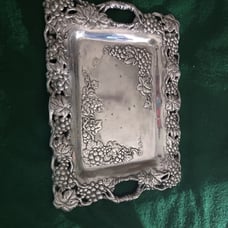 Rare Vintage Arthur Court Large Collectible Aluminum Clutch Tray with Grapes