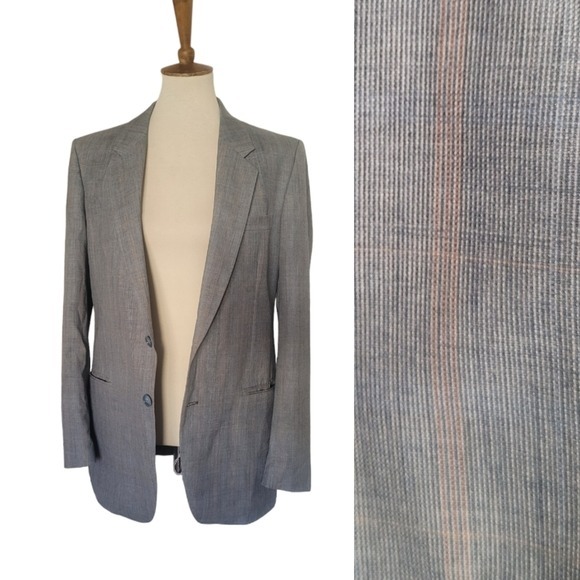 Yves Saint Laurent 80s Gray Multi-color Single Breasted Blazer