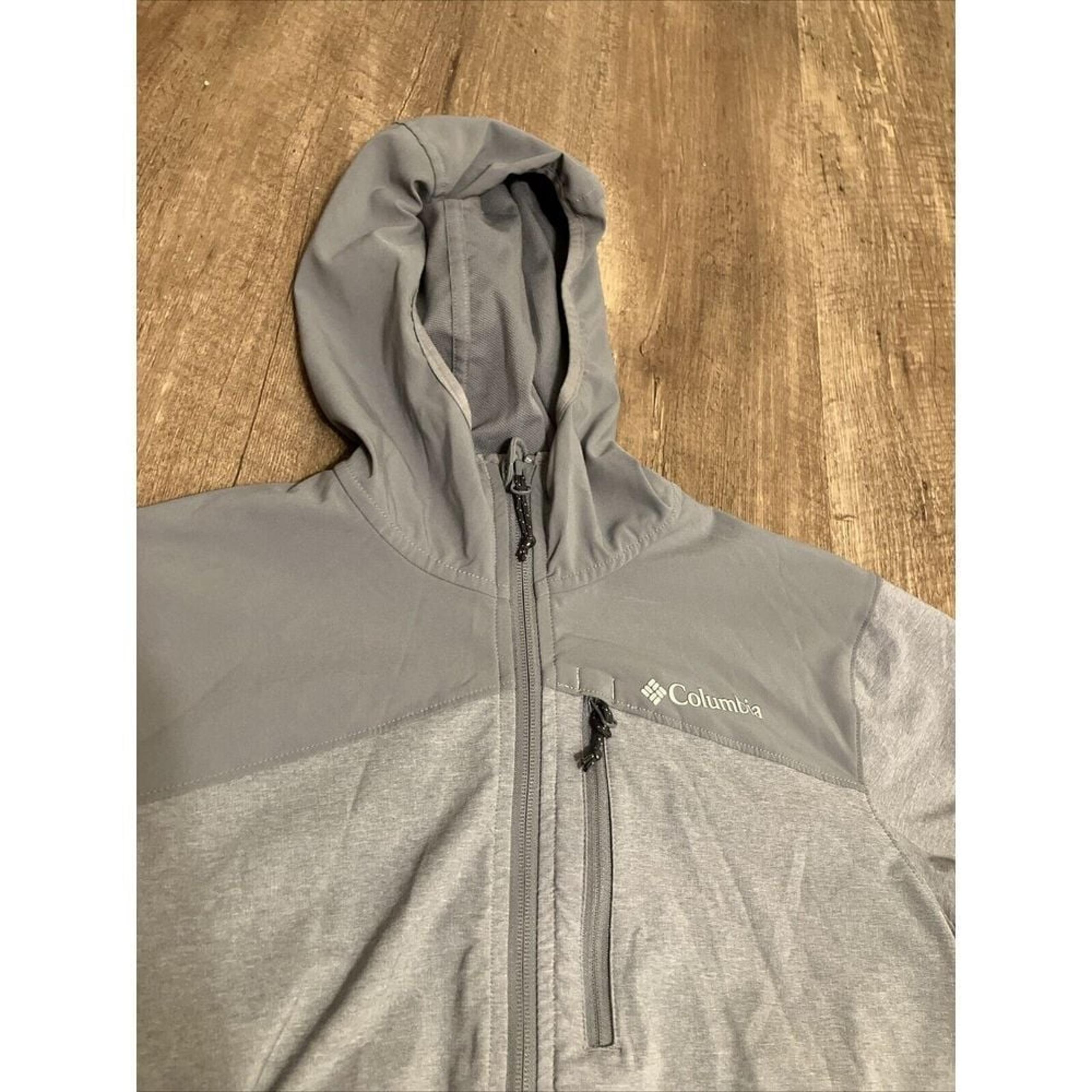 Columbia Mens Small Gray Lightweight Outdoors Full Zip Hoodie Windbreaker