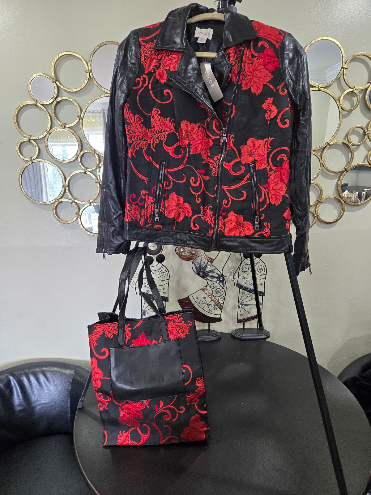 Jacket and bag.