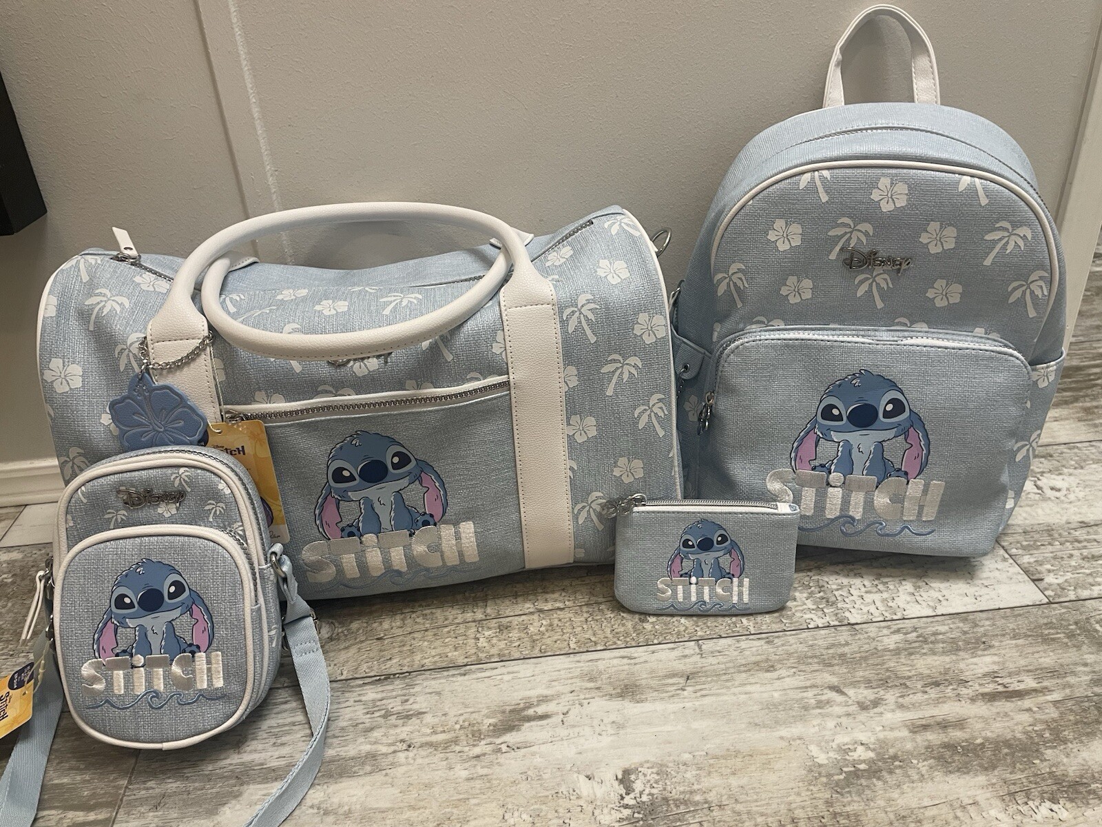 NWT Disney Stitch Weekender Bag, Backpack, Phone Crossbody Bag And Mini Wallet