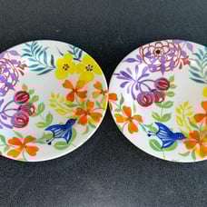 SET OF 2-Anthropologie FAR AFIELD Pattern 8 Salad Plates FREE SHIPPING