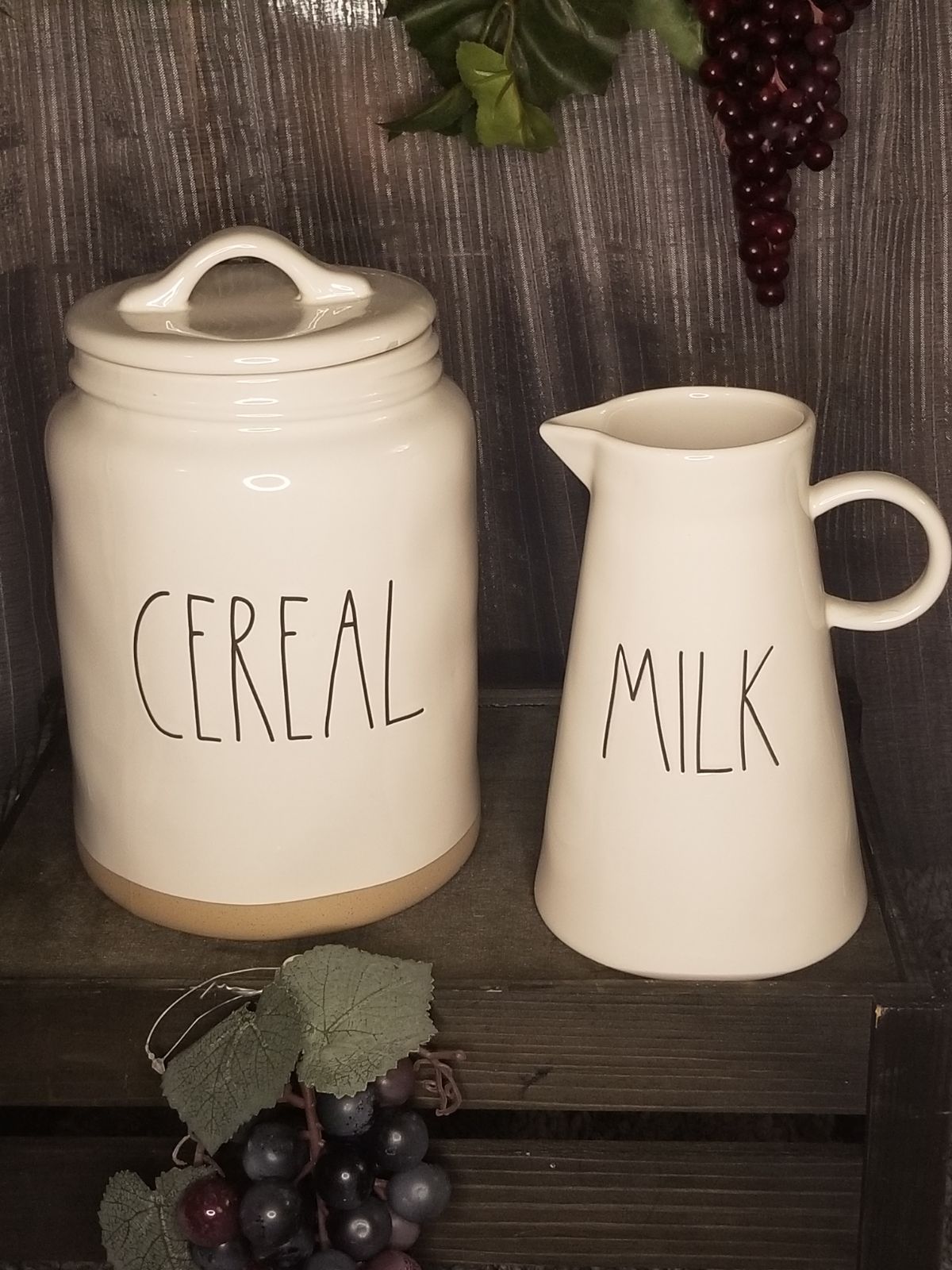 Rae Dunn Cereal Canister & Milk Pitcher