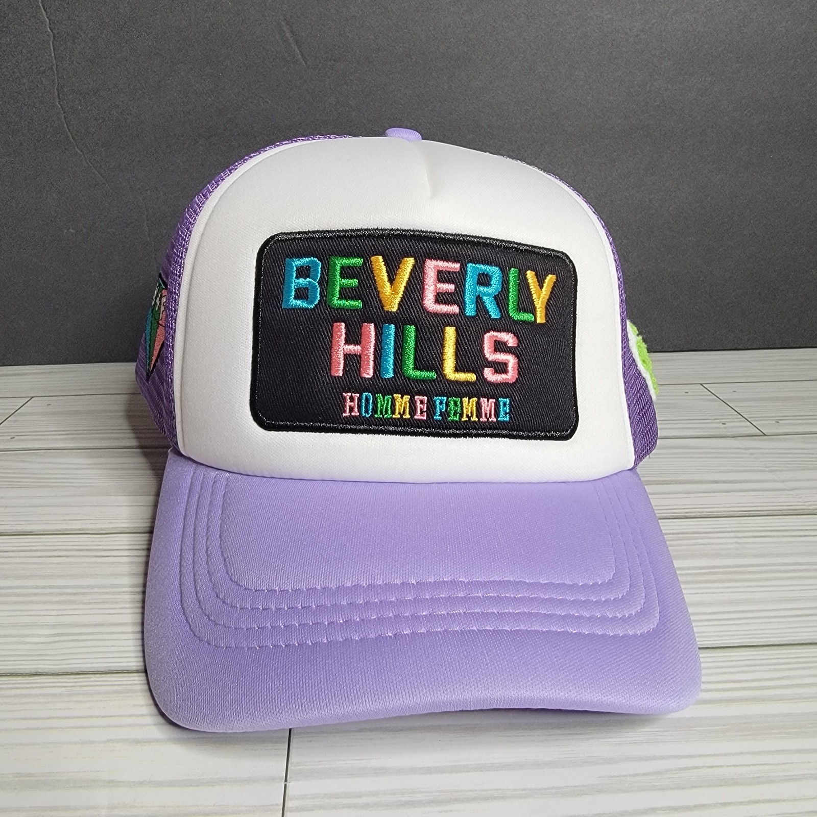 Homme Femme Beverly Hills Trucker Hat White/Purple - NWOT