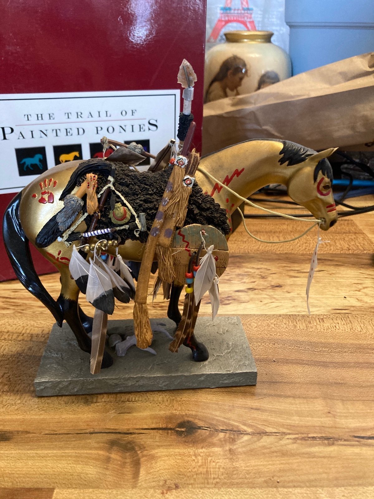 Trail of painted ponies medicine horse REAL ARROWHEAD on it