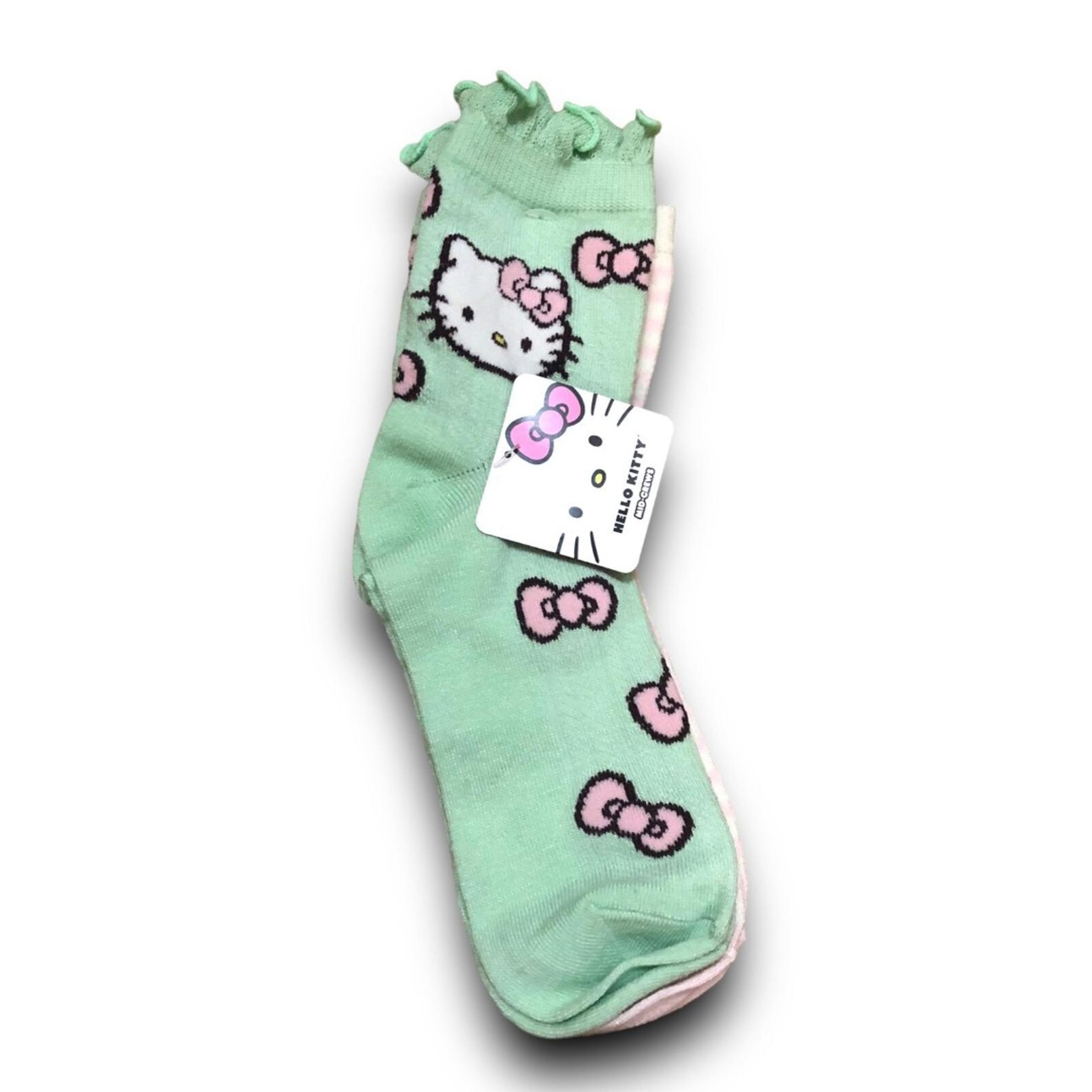 Hello Kitty Logo Women's Mid Crew Socks (2 Pairs)