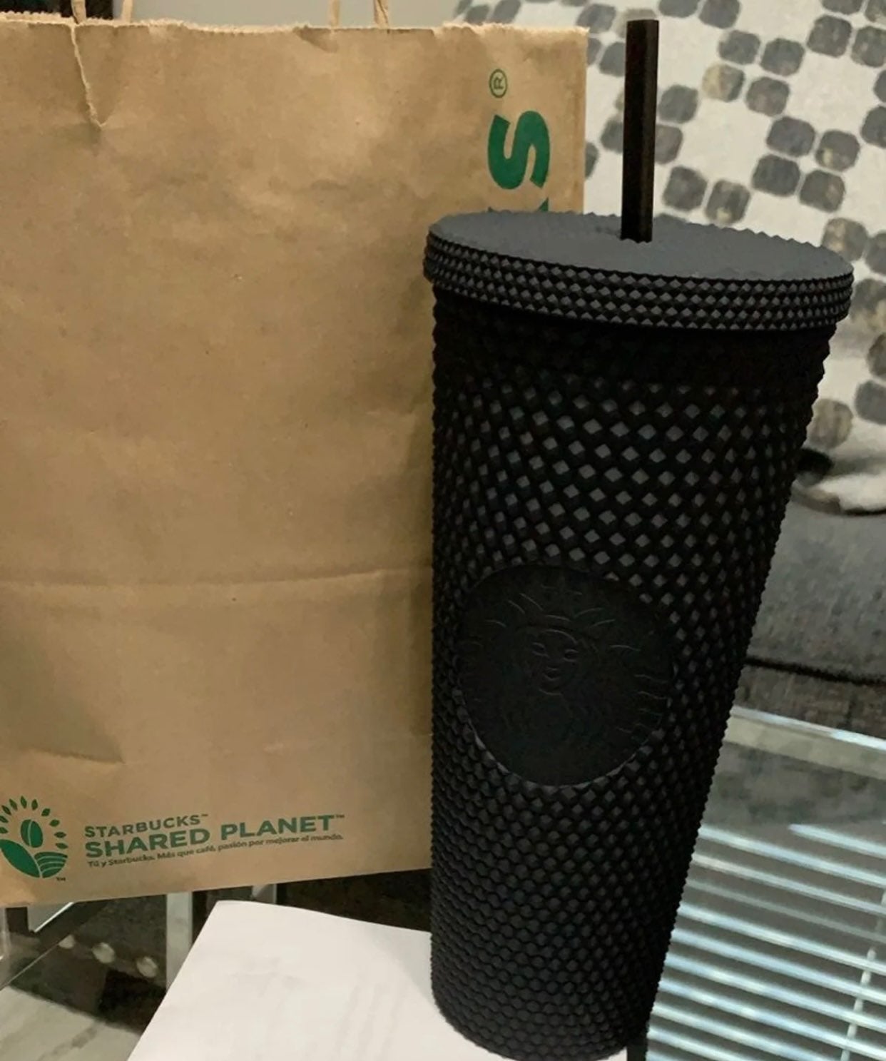 Starbucks matte black studded tumbler