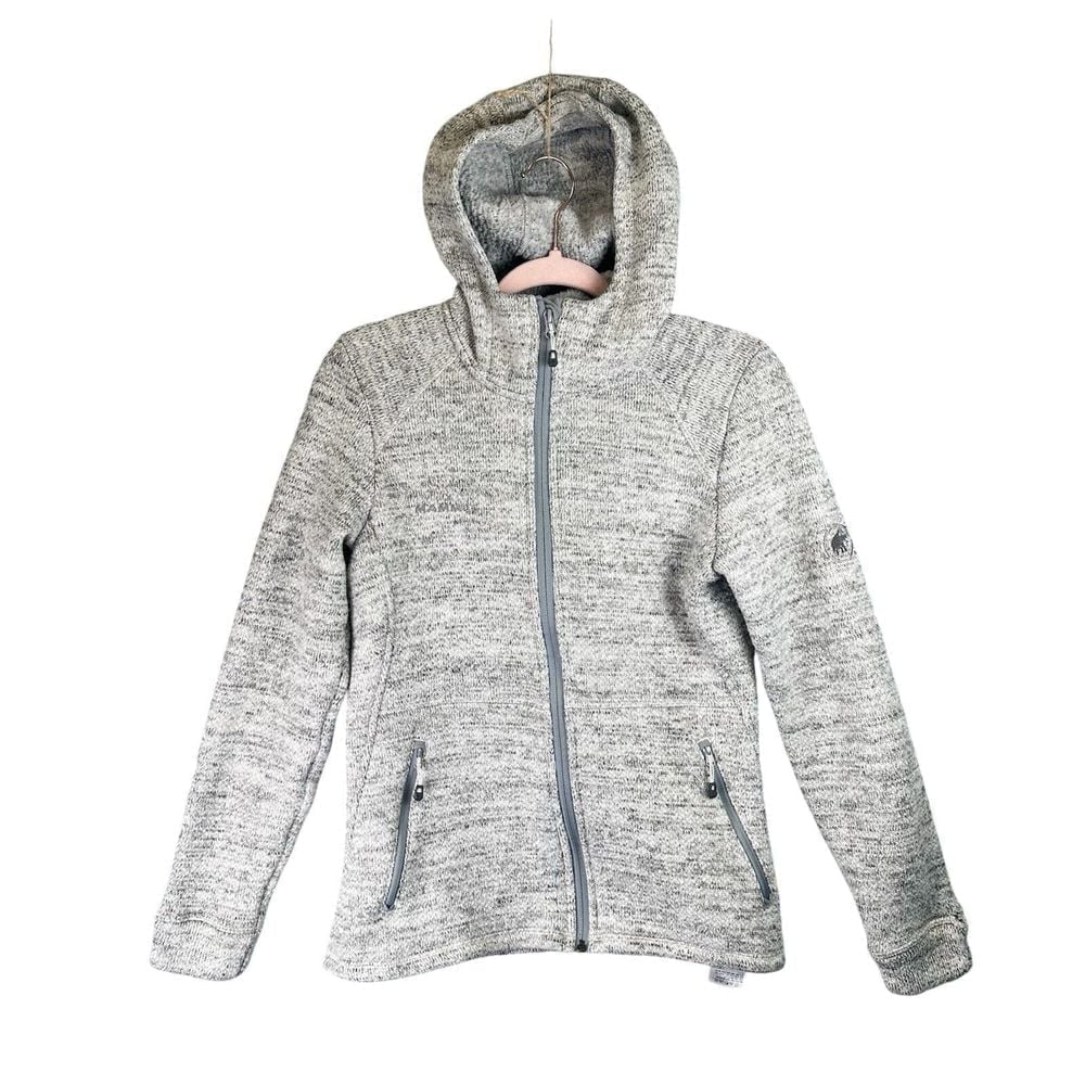 Mammut Womens Medium Long Sleeve Kachemak Full Zip Hooded Fleece Jacket in Gray