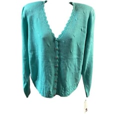 Sheridan Square Sweater Cardigan Top Seafoam Green Vintage Montgomery Ward M NEW