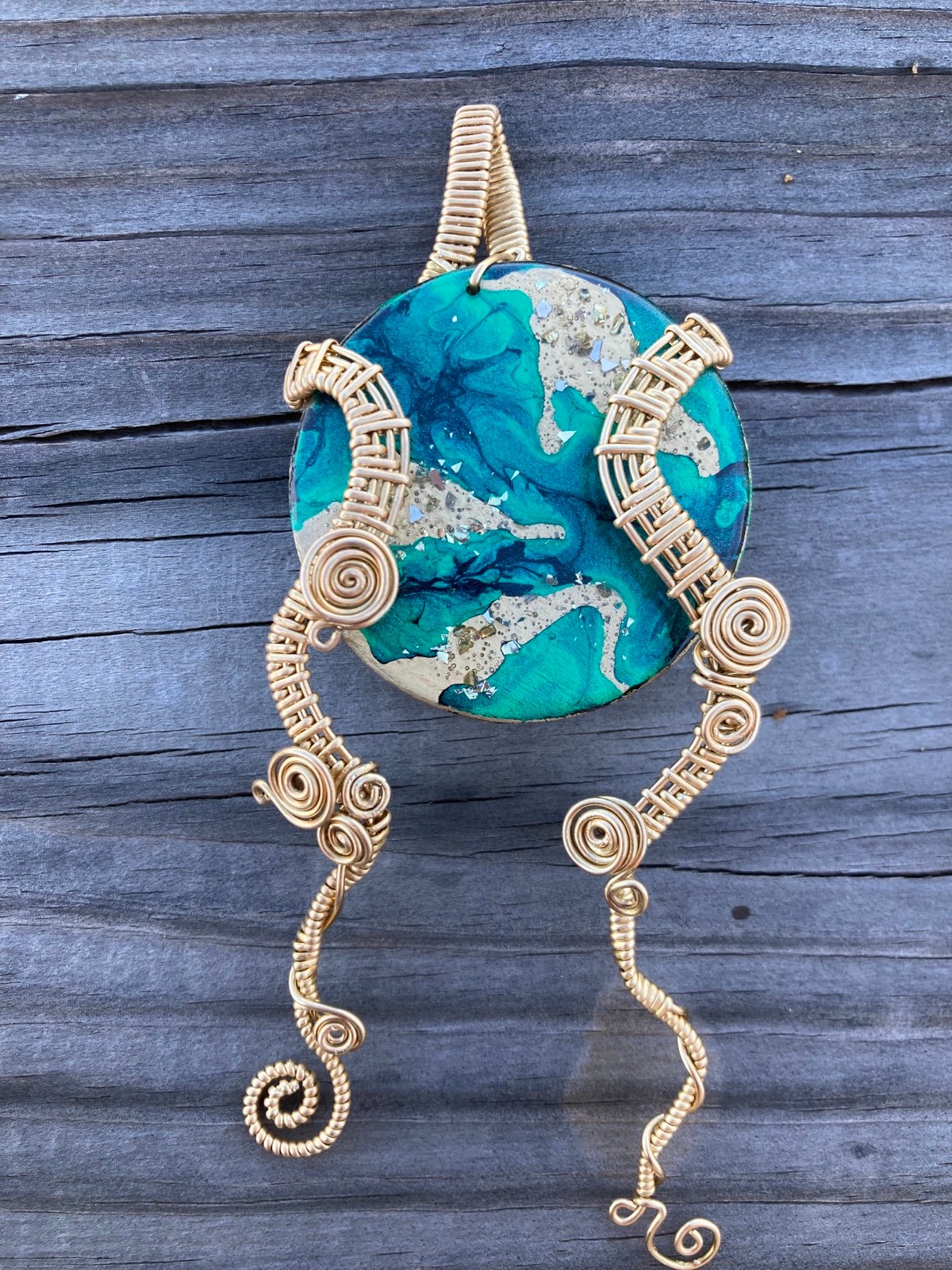Wire wrap statement piece necklace