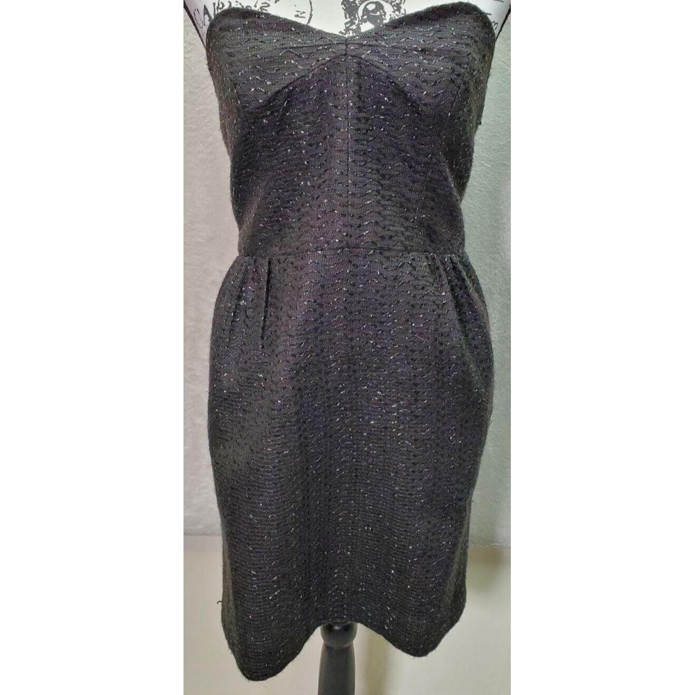 MILLY New York Dress Women Sz 2 Black Lined Off The Shoulder Pockets Back Zipper