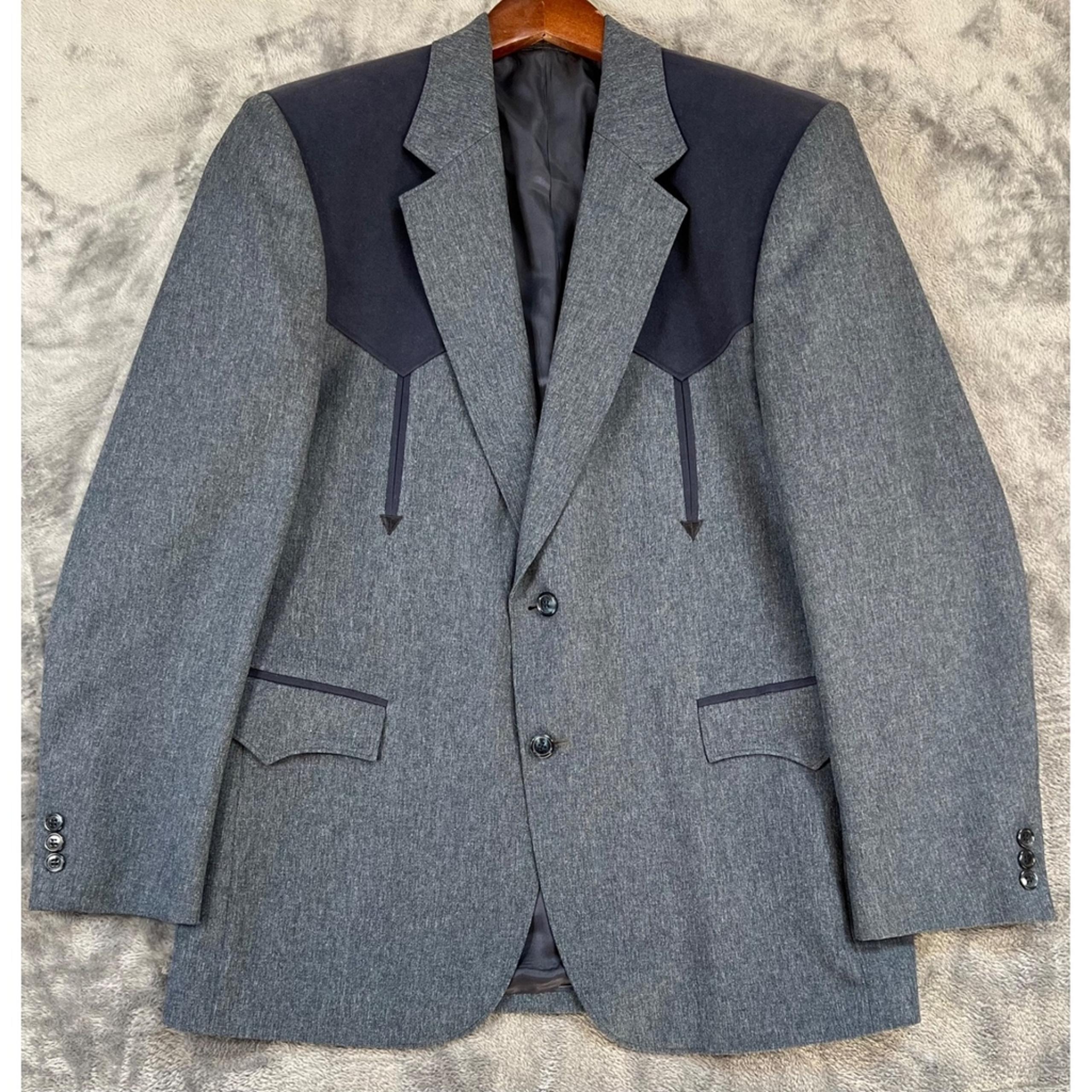 Vtg Circle S Western Yoke Blazer Jacket Dusty Blue Men's Size 40R Sport Coat