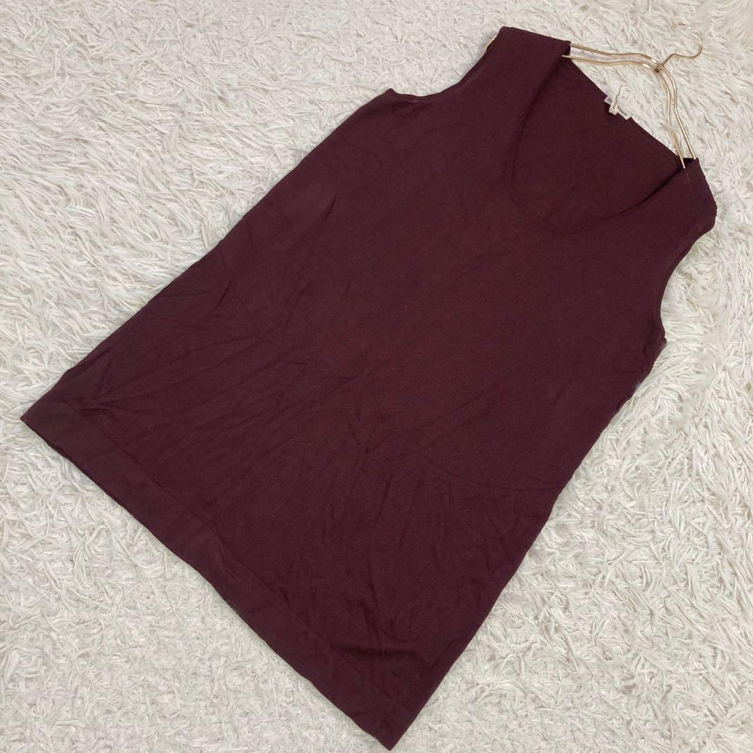 HERMES Tank Top Tunic Dark Red L Simple Elegant Versatile