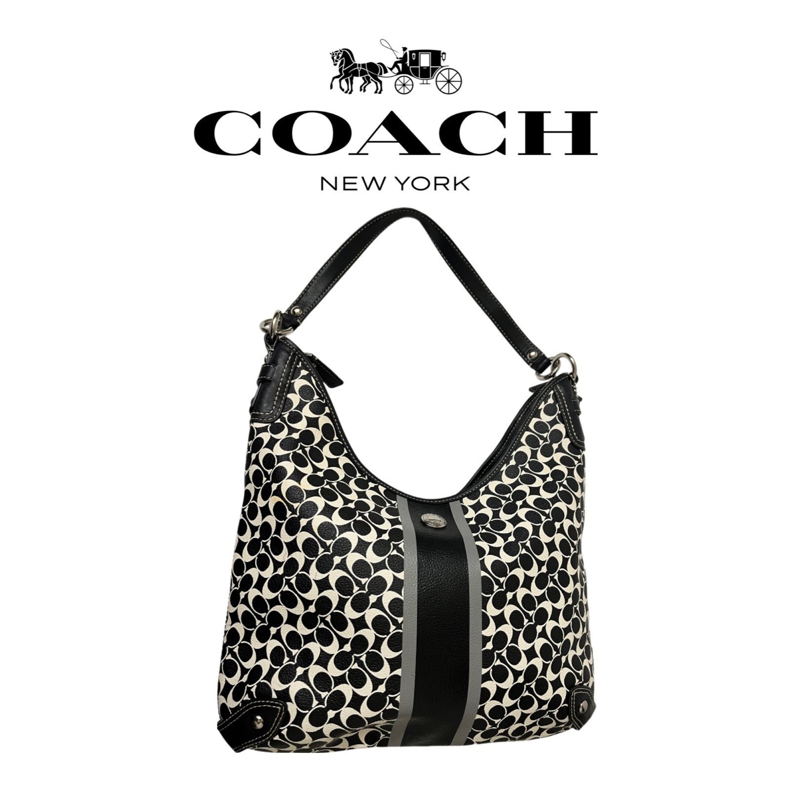 Authentic COACH Signature C Purse (Black/White)