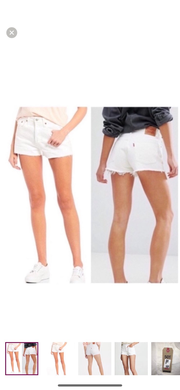 NWT Levi’s 501 White High Rise Shorts Size 26