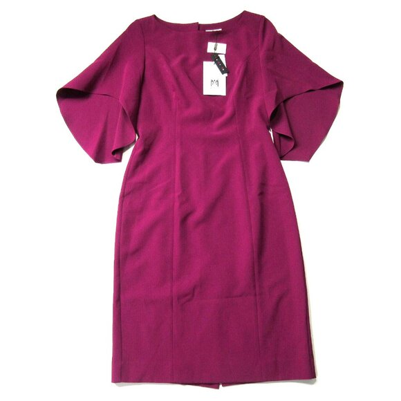 NWT MILLY Mila in Berry Italian Cady Butterfly Sleeve Sheath Dress 10 450