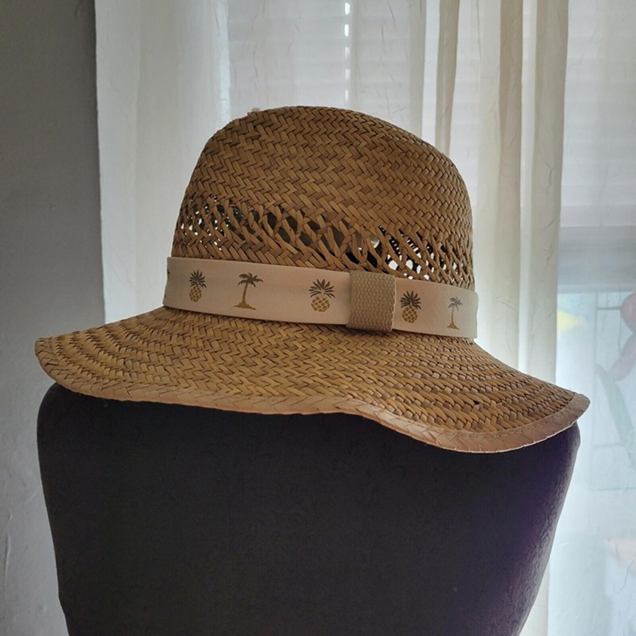 Dorfman Pacific Co. DPC Hat Natural Fiber Straw Hat Tropical Fabric Band L/XL