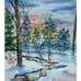 Original Watercolor Painting Winter Woods Snow