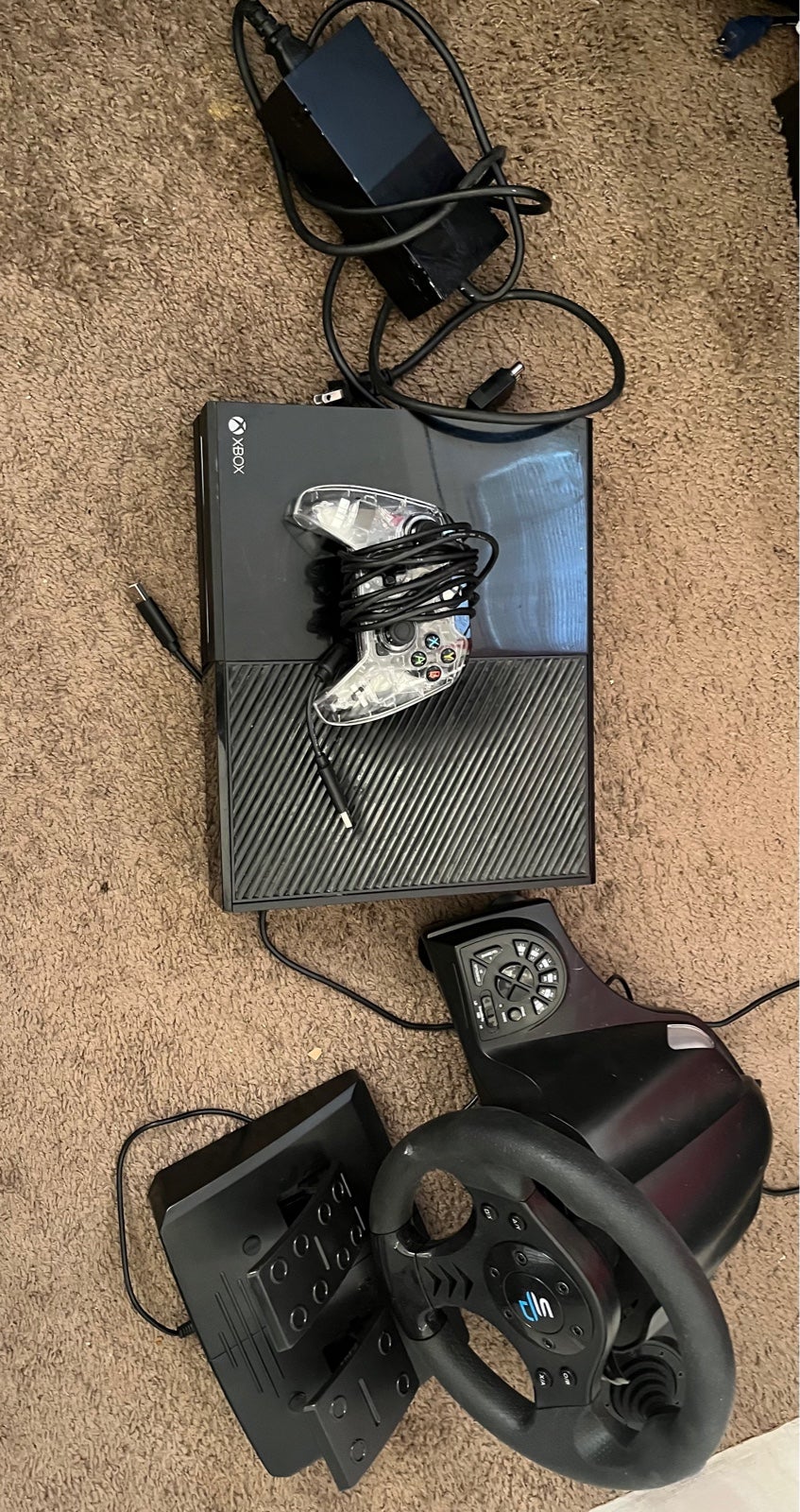 Xbox one with games and driving setup