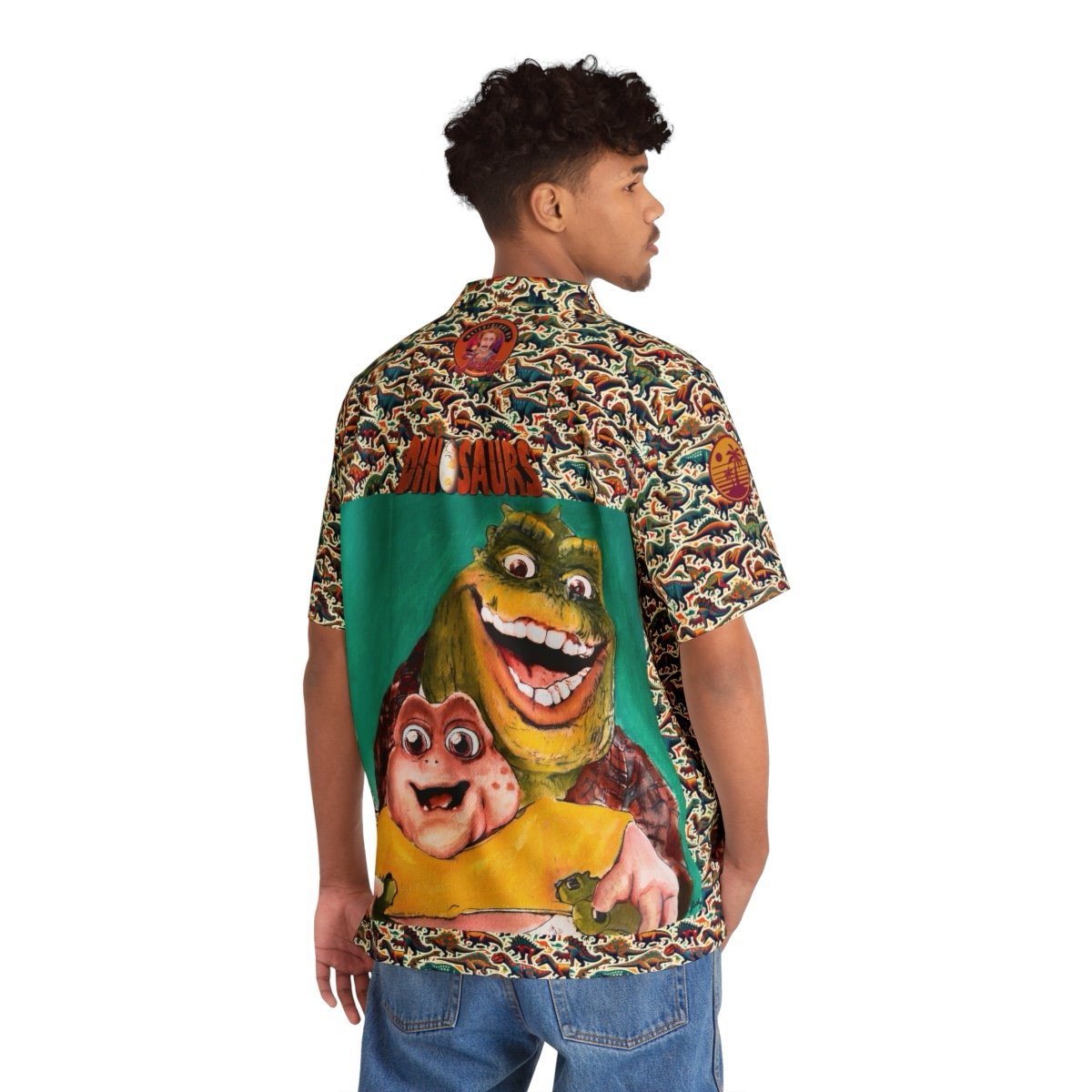 Dinosaurs: Watercolor Earl & Baby Sinclair Hawaiian Shirt - 90s Disney Dino TV M