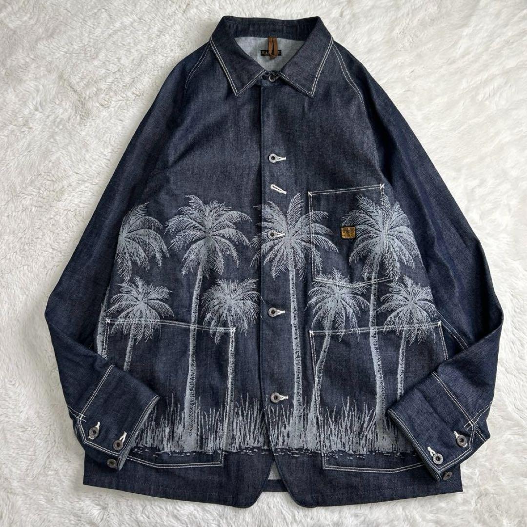 KAPITAL / Capital / Coconut Palm Tree Jacquard Denim Coverall 4 XL