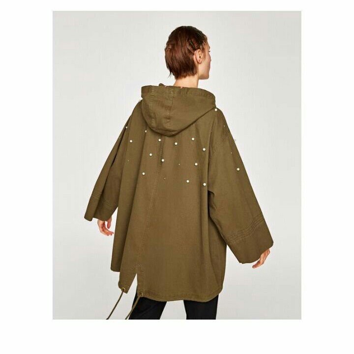 New Zara Military Green Pearl parka