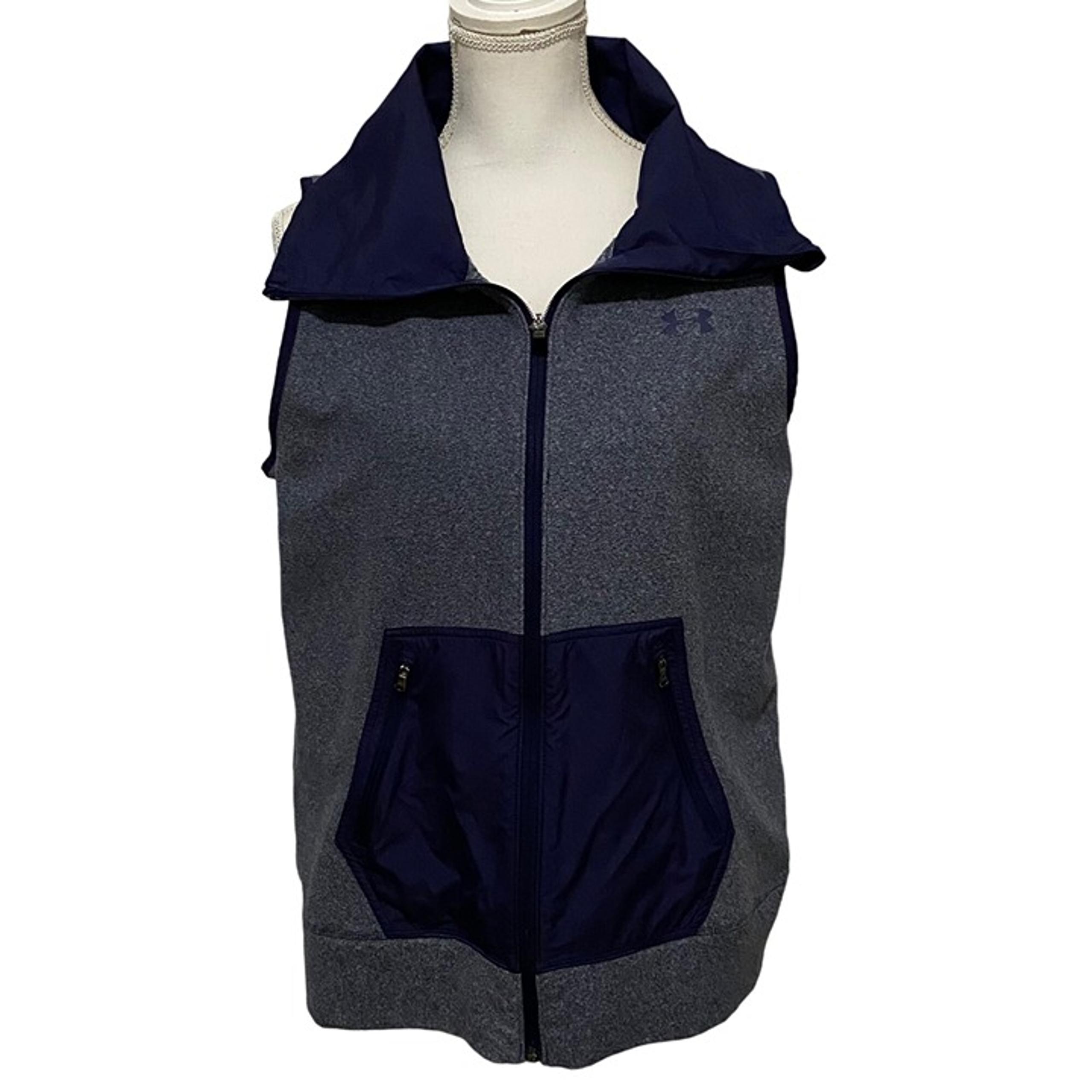 Under Armour Womens Cold Gear Vest L Blue Full Front Zip Outdoors Fall Stylish