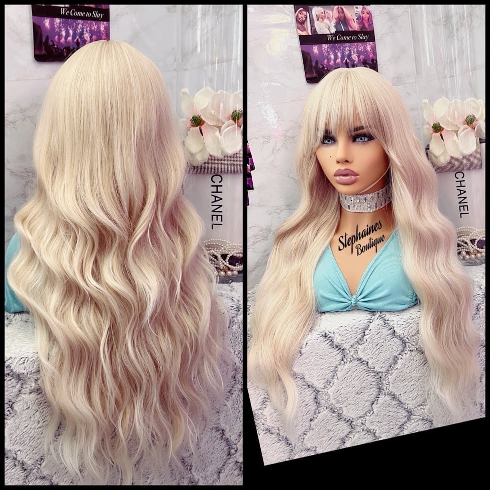 Human Hair Blended Bang Wig