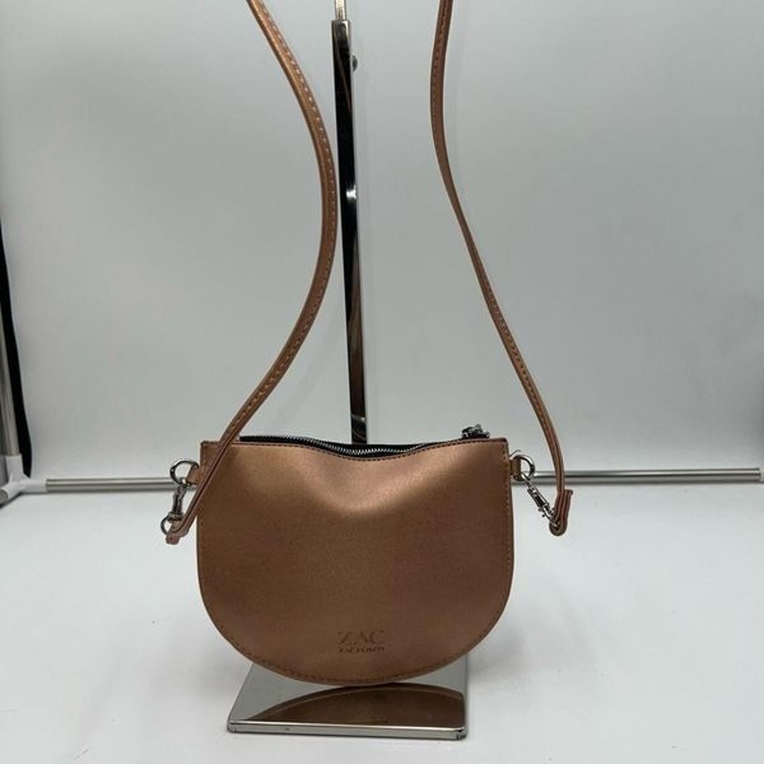 Zac Posen for Bloomingdale's Celia Rose Gold faux leather Crossbody Bag Purse Ex