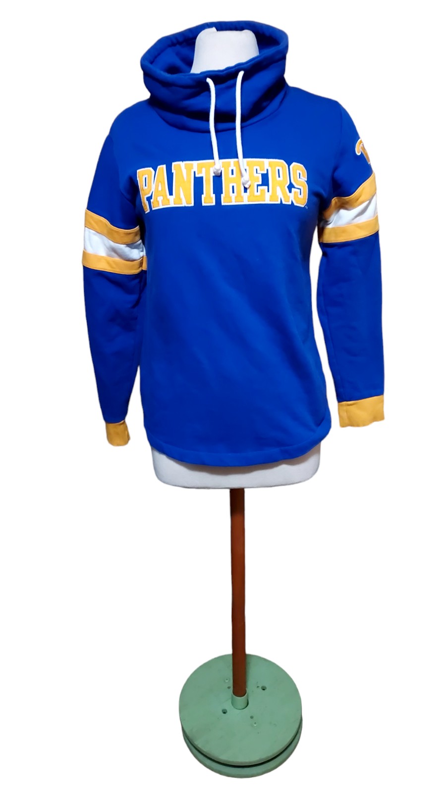 Champion Panthers Sweatshirt Hoodie M Woman Vintage Blue Gold White Thick Warm