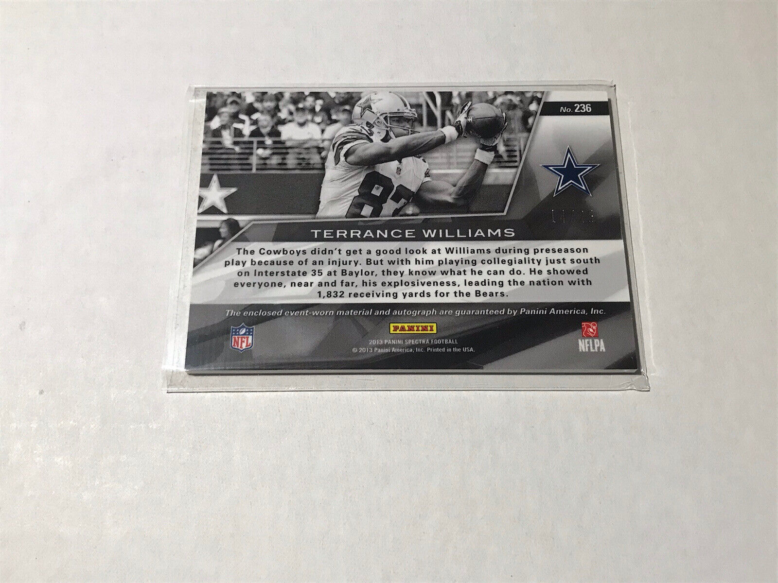 Terrance Williams 2013 Panini Spectra Rookie Auto Patch Spectra Red /25