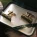 Vintage men’s Ariki Nephrite jade 22kt gold plated cuff links NIB