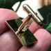 Vintage men’s Ariki Nephrite jade 22kt gold plated cuff links NIB