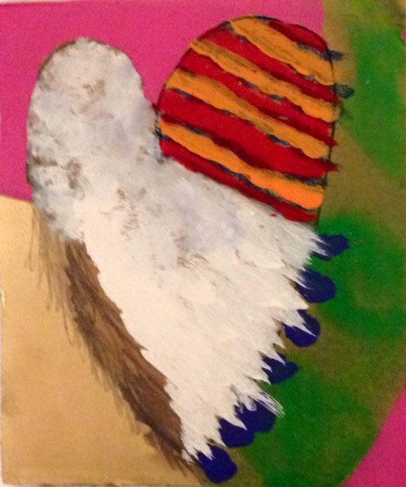 3FT Abstract Heart Pop Canvas Painting