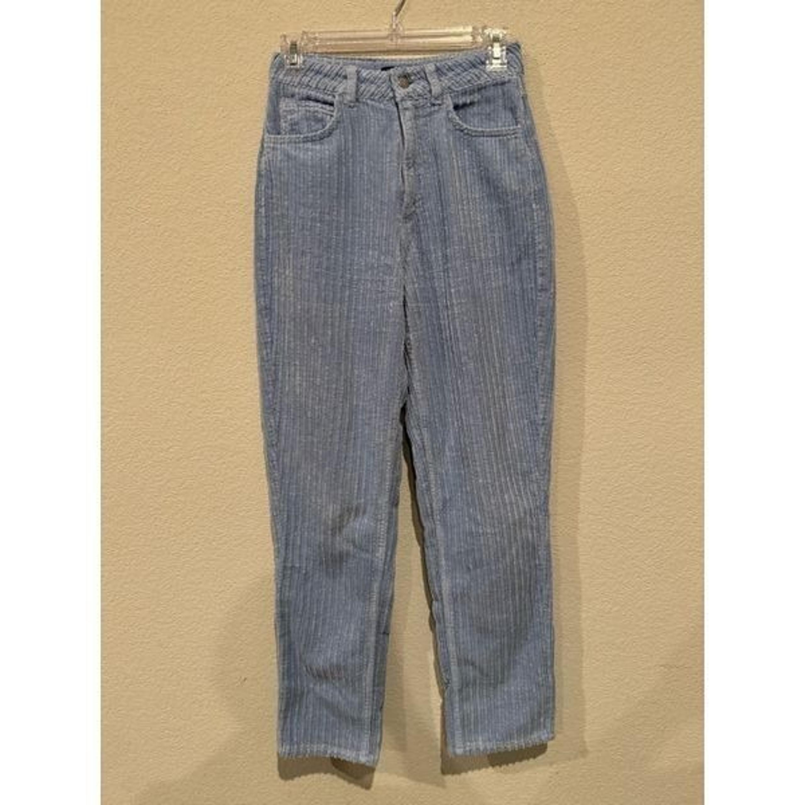 Women's Corduroy Mid Rise Straight Leg Stretch Jeans Dusty Blue Waist 26"