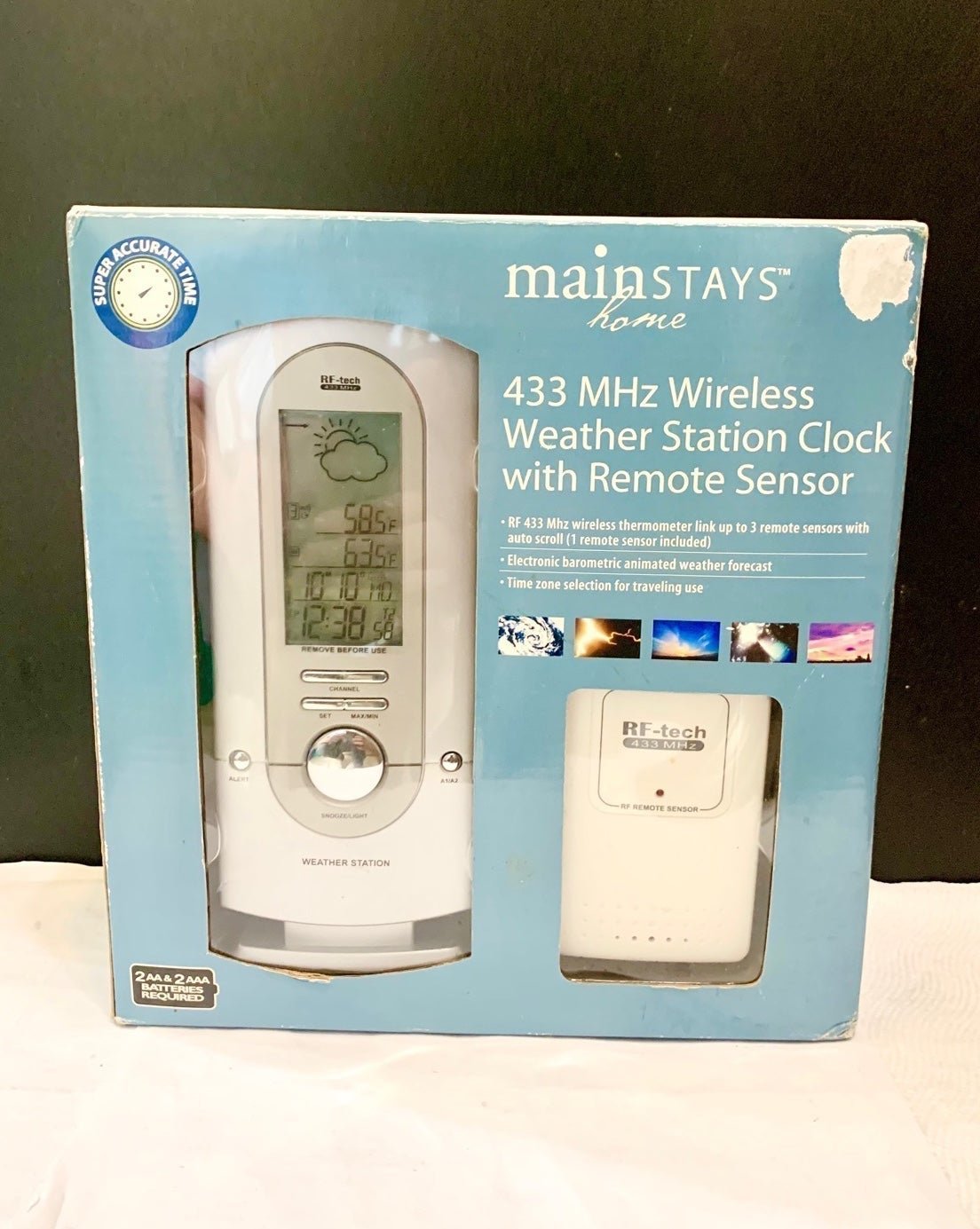 Wireless Animated Weather Station 433 MHz Clock & Remote Sensor, Temperature
